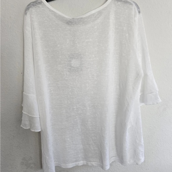 $88 JM Blouse Womens XL White Flutter 3/4 Sleeve Liquid Knit Angel Minimalist - Picture 12 of 12